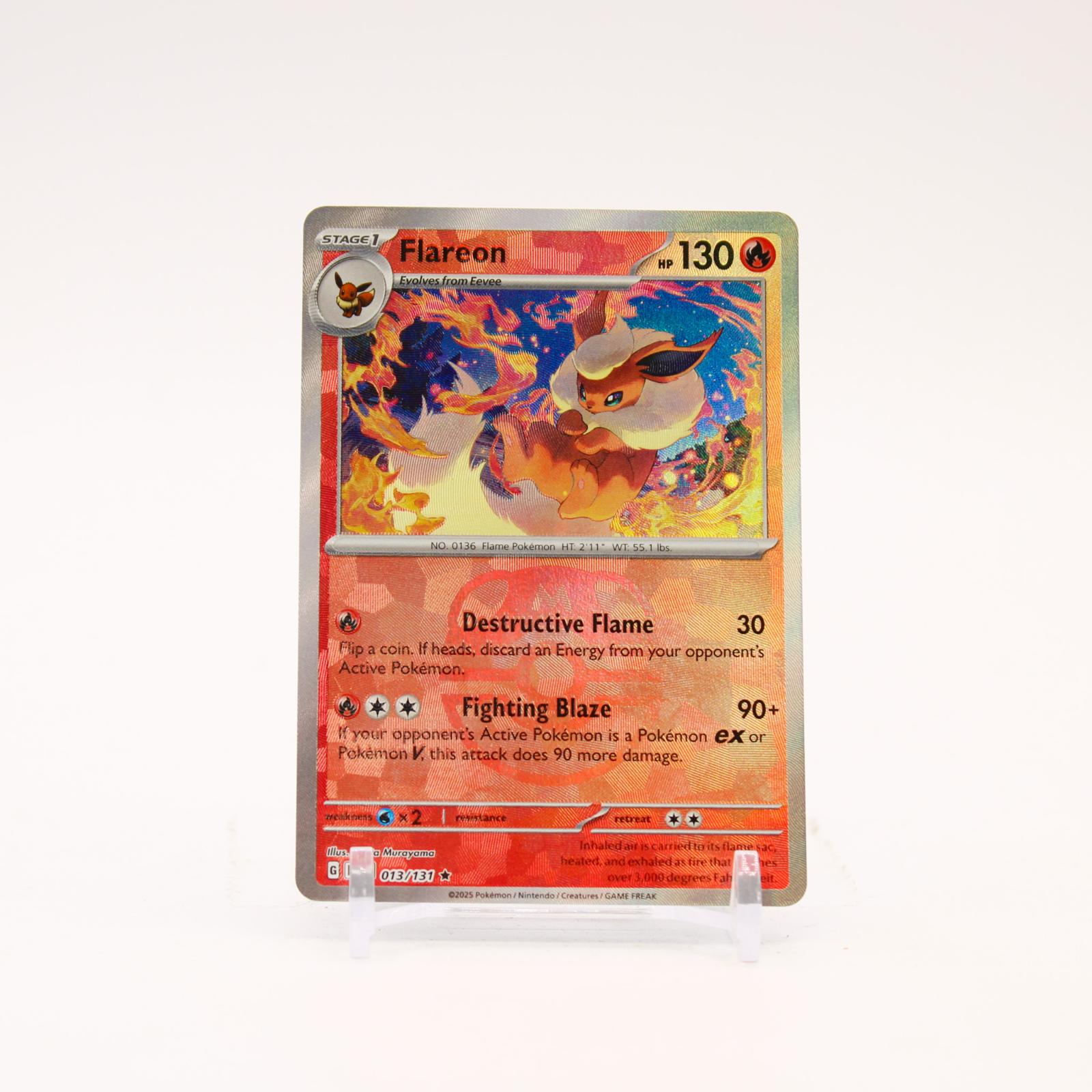 Flareon - 013/131 Prismatic Evolutions Master Ball Holo Rare Pokemon - NM