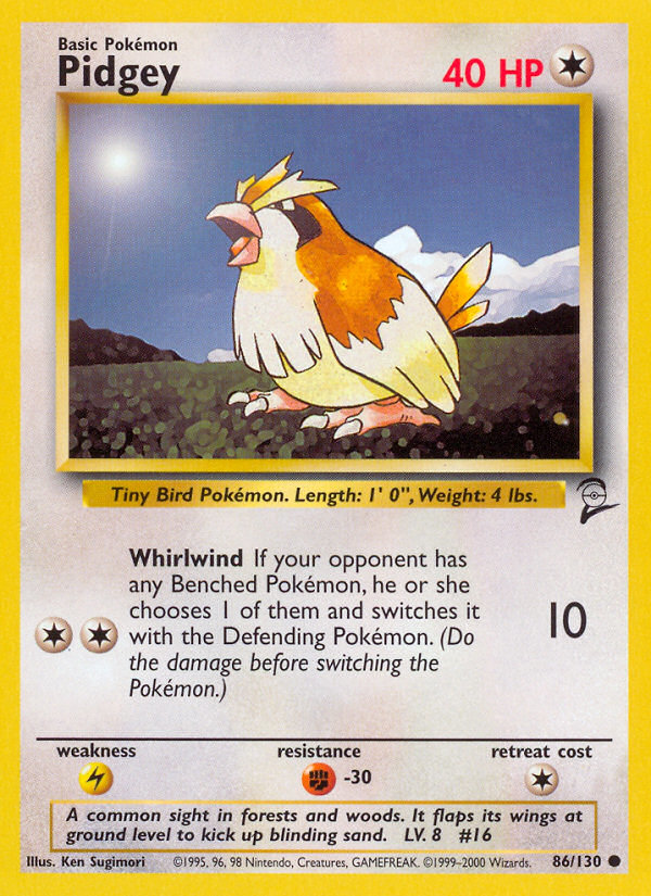 Pidgey - 86/130 Base Set 2 Common Pokemon - NM