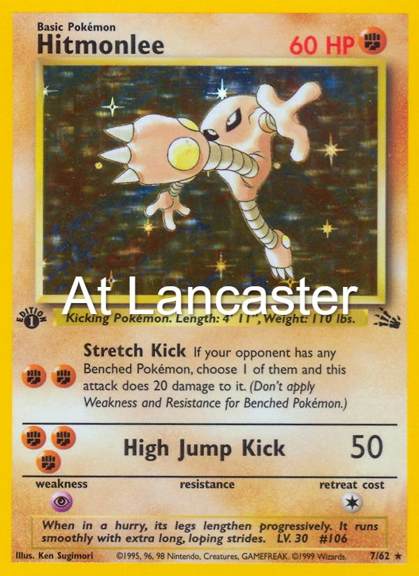 Hitmonlee - 7/62 Fossil Unlimited Holo Rare Pokemon - LP/MP (Lanc)