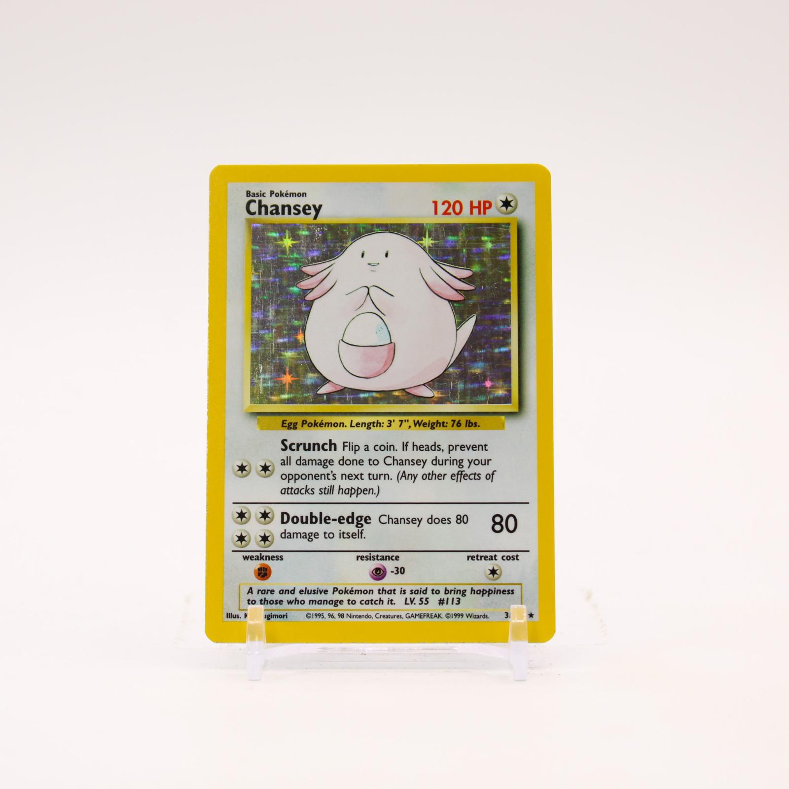 Chansey - 3/102 Base Set Unlimited Holo Rare Pokemon - LP/MP