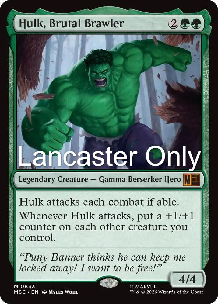 Hulk, Brutal Brawler - 833 Commander: Marvel Super Heroes Mythic Magic: The Gathering - NM (Lanc)