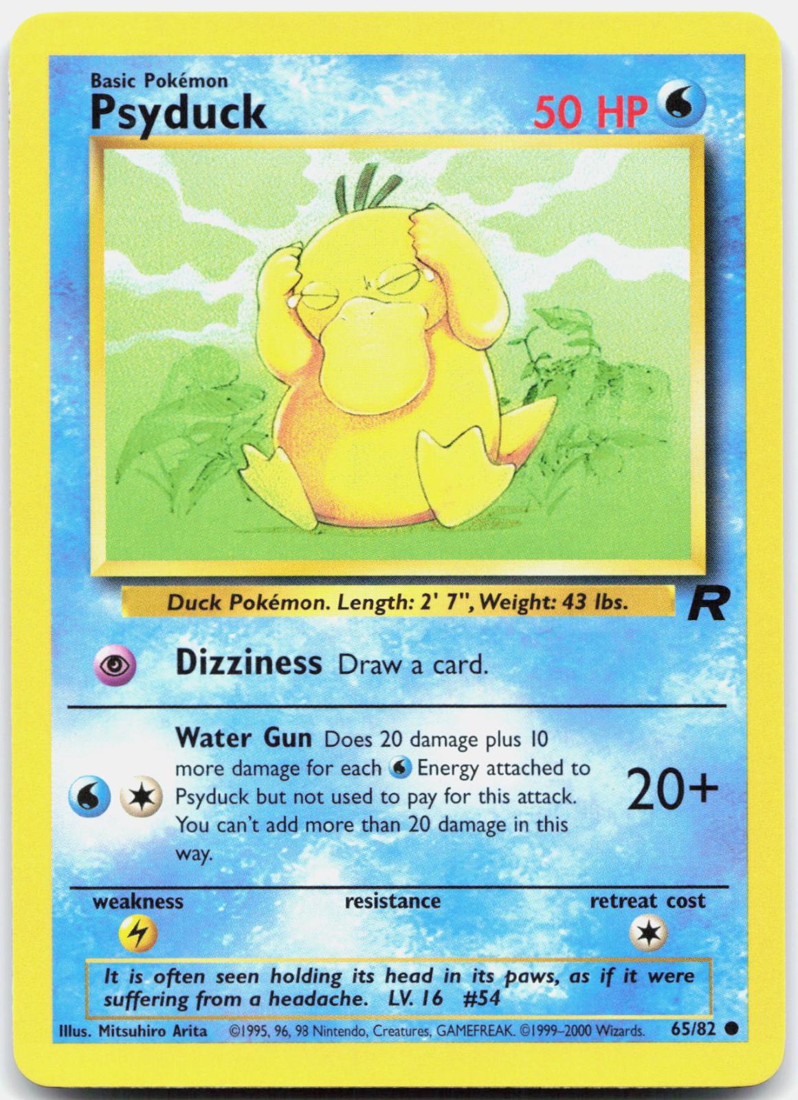 Psyduck - 65/82 Team Rocket Common Unlimited Pokemon - NM