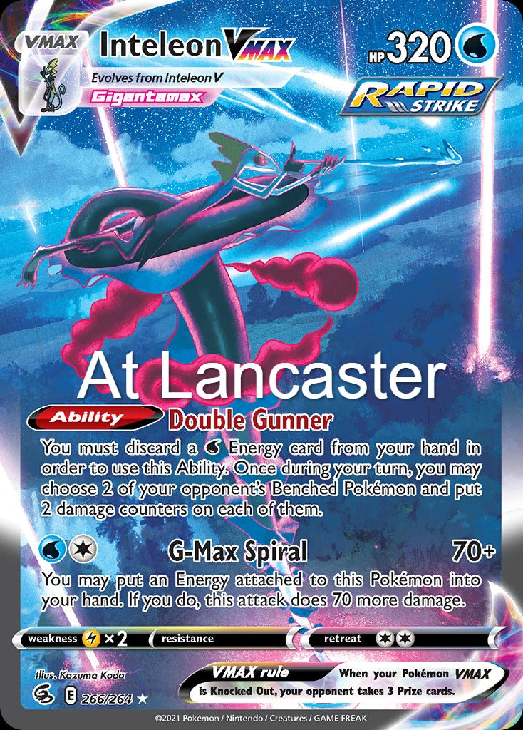 Inteleon VMAX - 266/264 Fusion Strike Alternate Art Pokemon - NM/LP (Lanc)