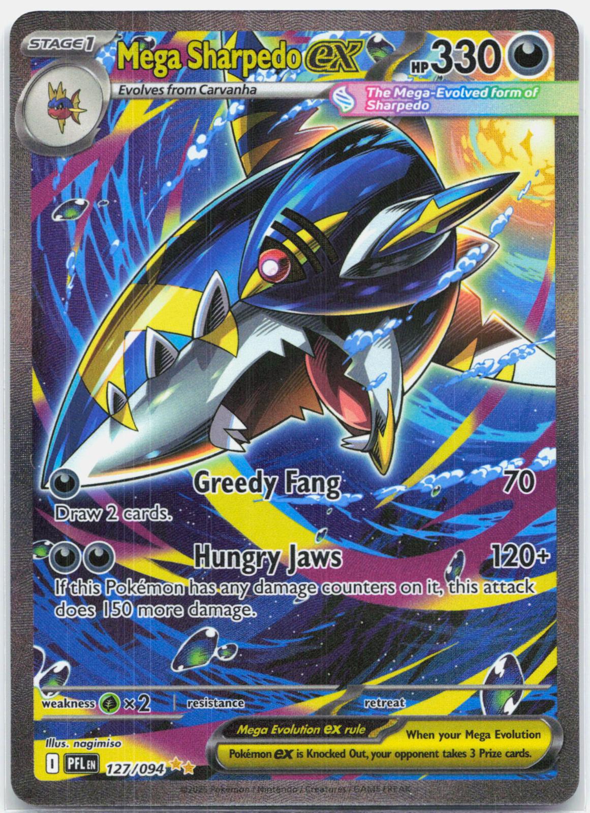 Mega Sharpedo ex - 127/094 Phantasmal Flames Special Illustration Pokemon - NM