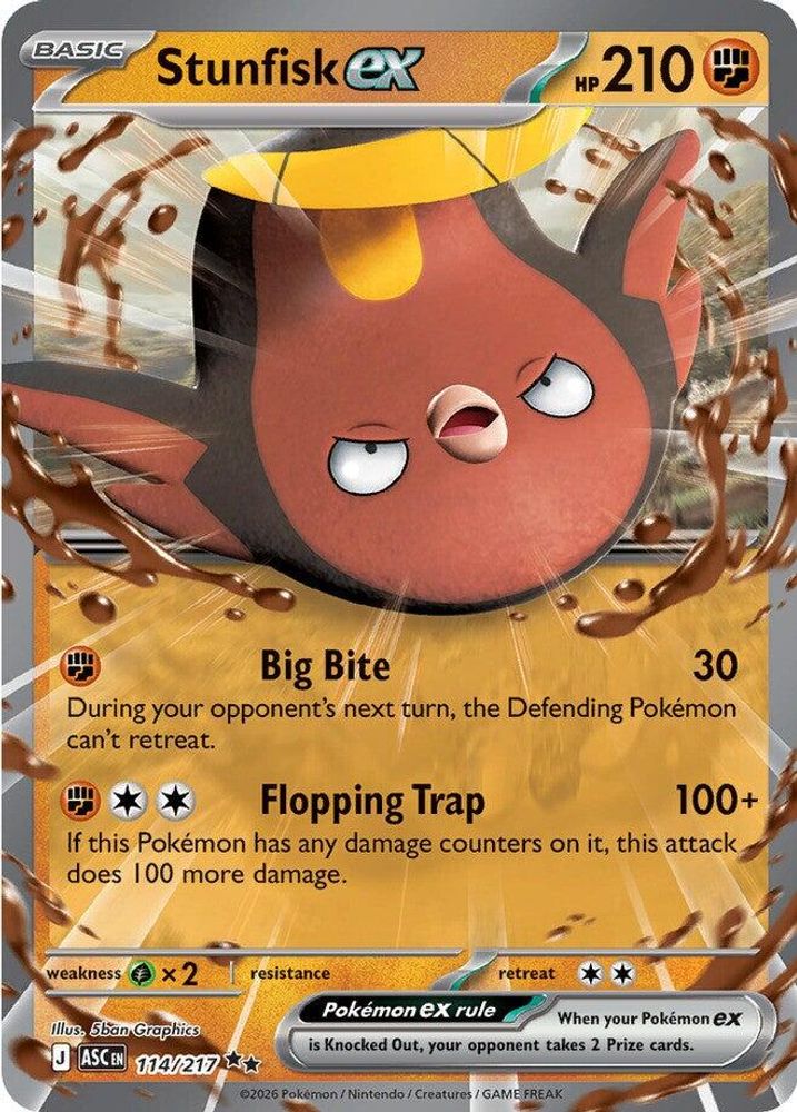 Stunfisk ex - 114/217 Ascended Heroes Double Rare Holo Pokemon - NM