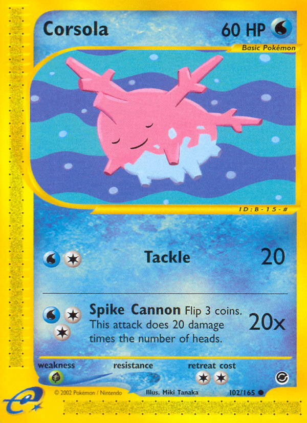 Corsola - 102/165 Expedition Base Set Common Pokemon - NM