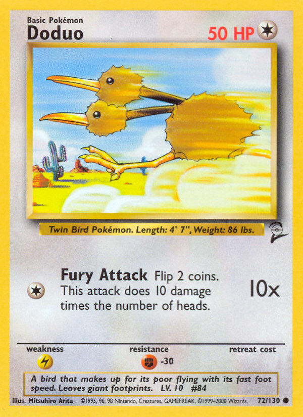 Doduo - 72/130 Base Set 2 Common Pokemon - NM
