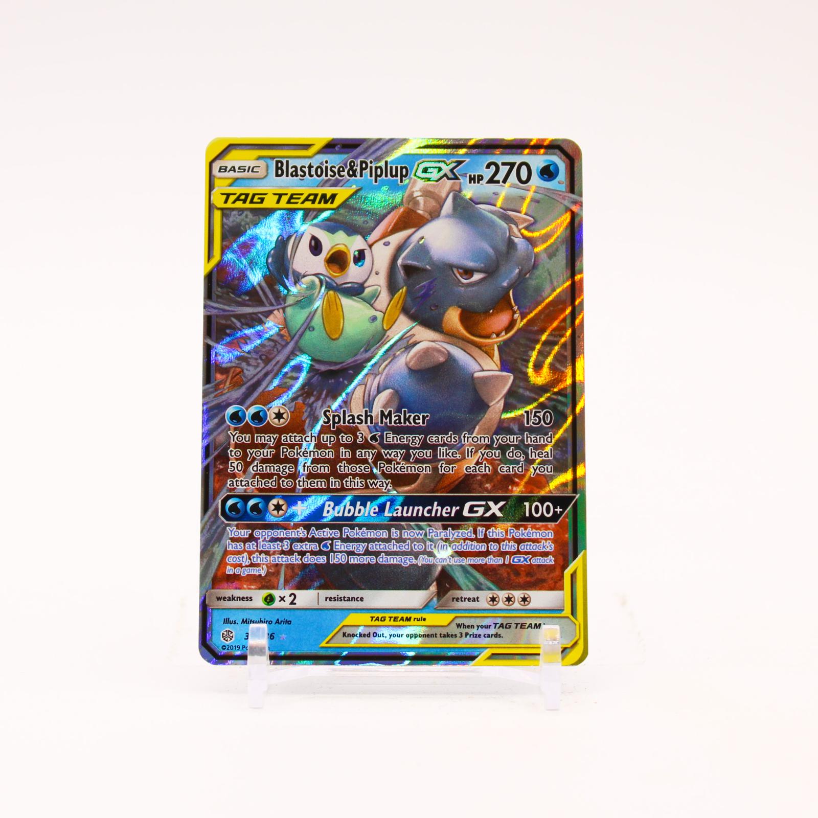 Blastoise & Piplup GX - 38/236 Cosmic Eclipse Holo Ultra Rare Pokemon - NM