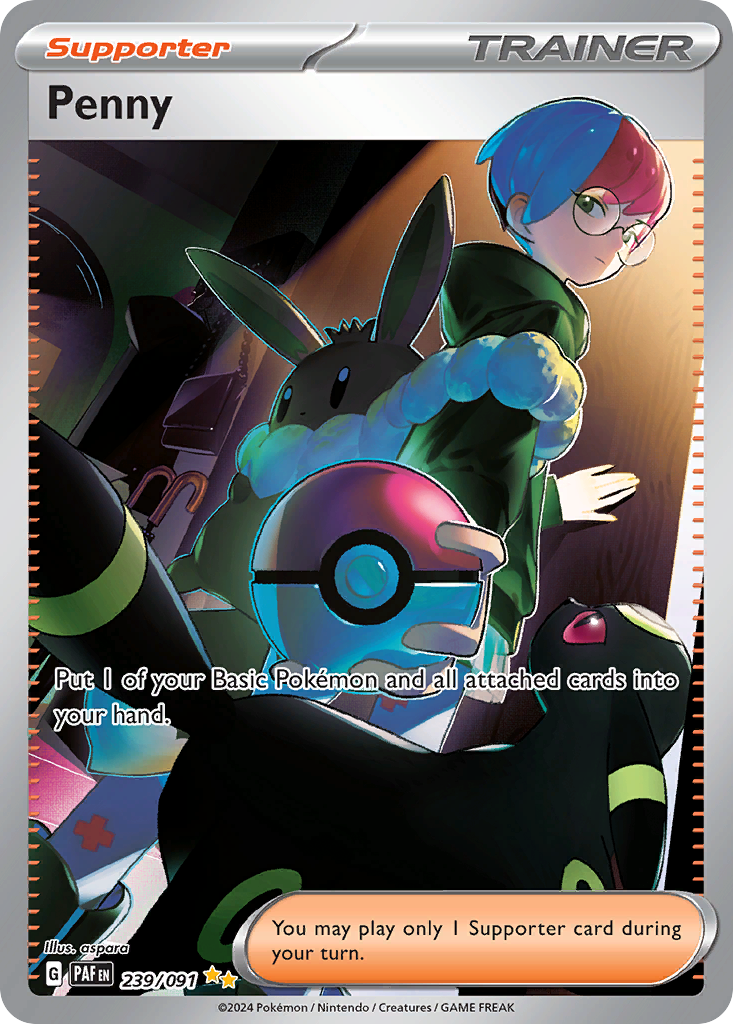 Penny - 239/091 Paldean Fates Special Illustration Rare Holo Pokemon - NM
