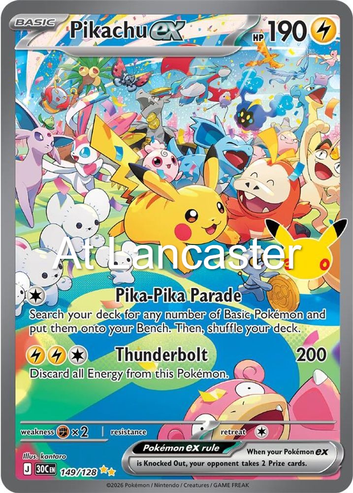Pikachu ex - 149/128 ME: 30th Celebration Special Illustration Rare Pokemon - NM (Lanc)