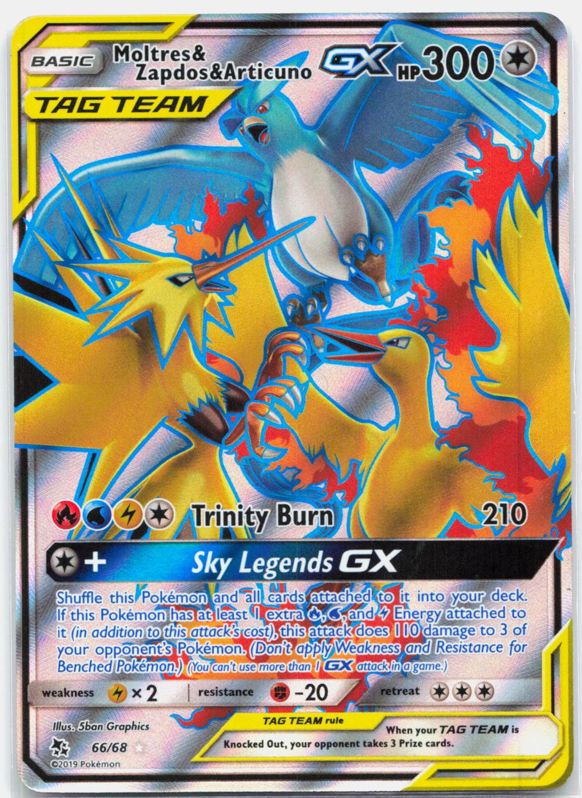 Moltres & Zapdos & Articuno GX - 66/68 Hidden Fates Full Art Pokemon - LP