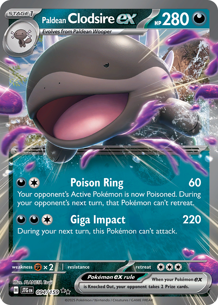 Paldean Clodsire ex - 094/159 Journey Together Double Rare Holo Pokemon - NM