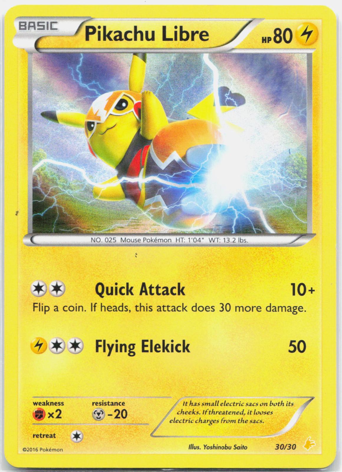 Pikachu Libre - 30/30 XY Trainer Kit: Pikachu Libre & Suicune Holo Pokemon - LP