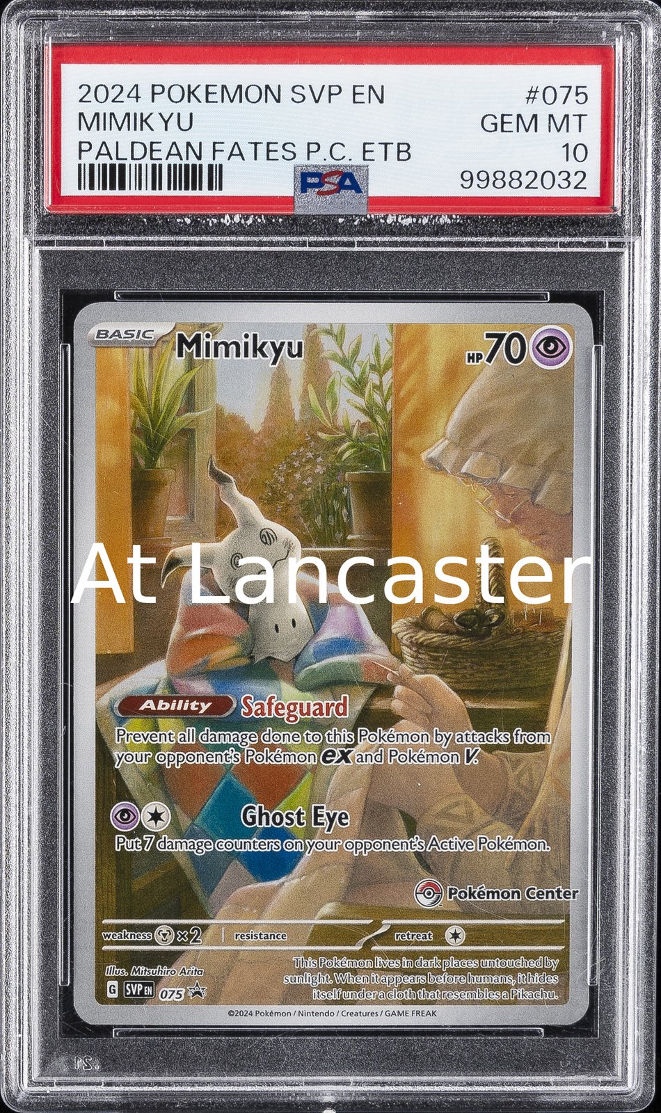 Mimikyu - 075 PSA 10 Paldean Fates Pokemon Center Etb Pokemon (Lanc)