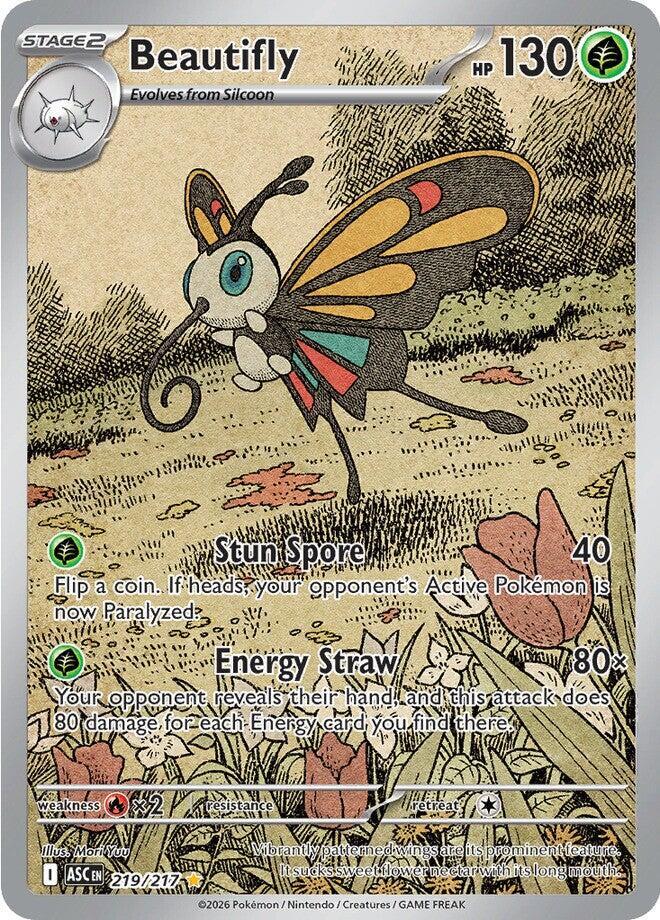 Beautifly - 219/217 Ascended Heroes Illustration Rare Pokemon - NM/MINT