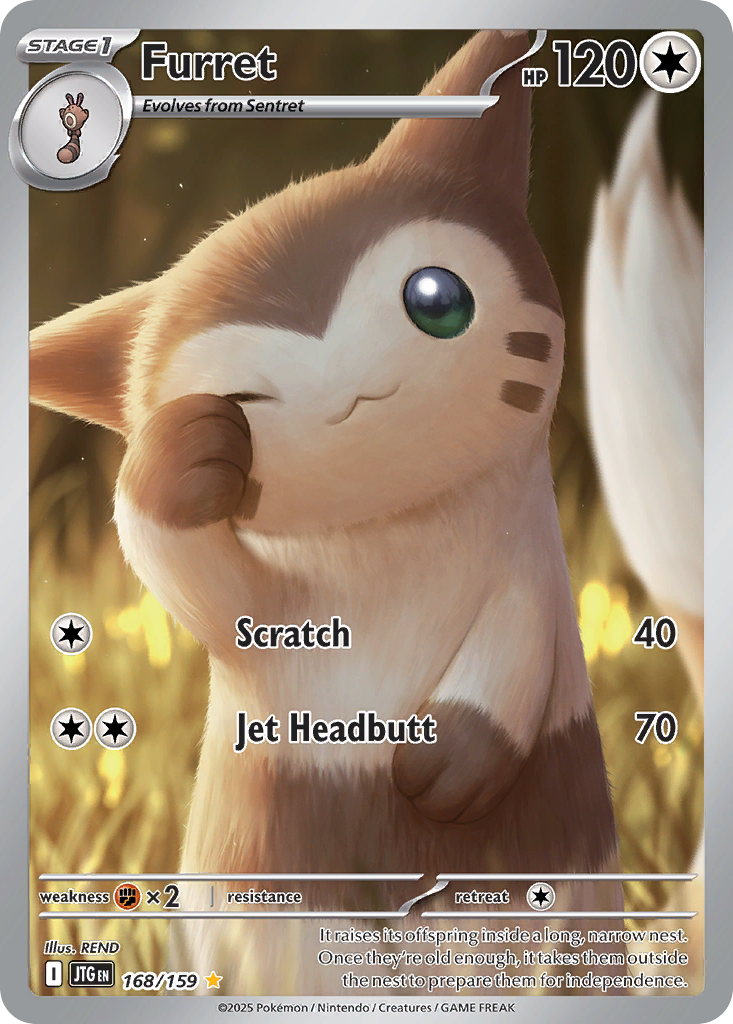 Furret - 168/159 Journey Together Illustration Rare Holo Pokemon - NM