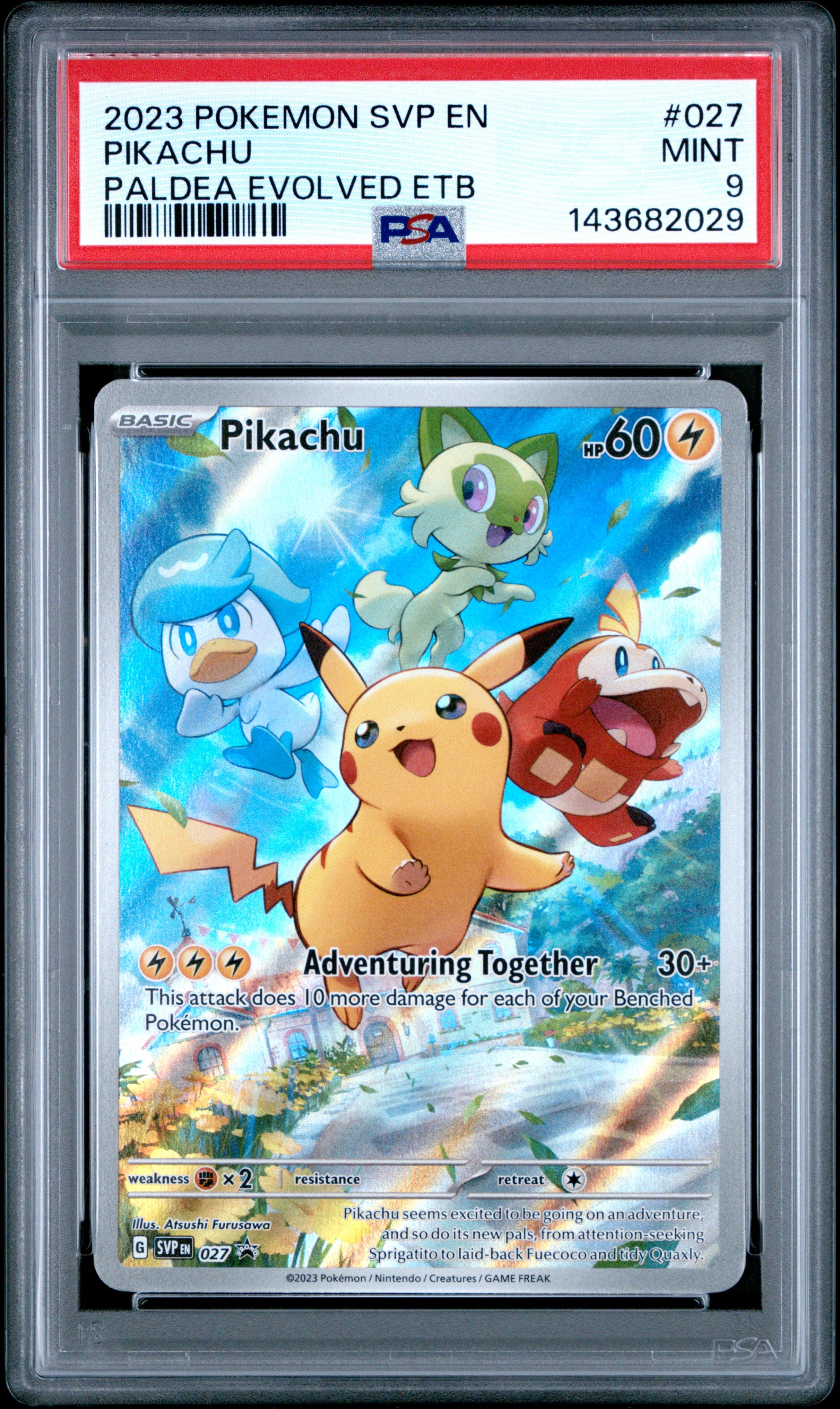 Pikachu - SVP027 PSA 9 Paldea Evolved ETB Illustration Promo Pokemon - MINT