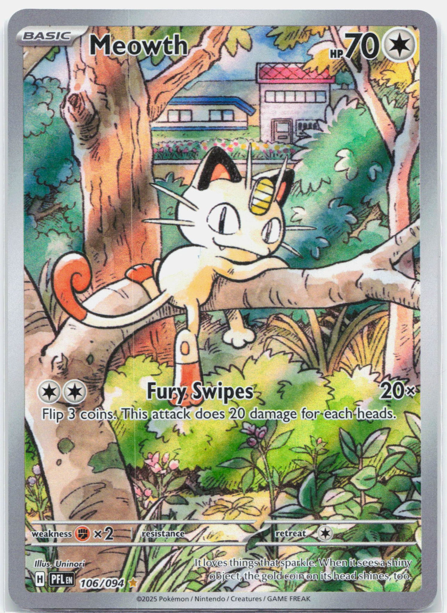 Meowth - 106/094 Phantasmal Flames Illustration Rare Pokemon - NM/MINT