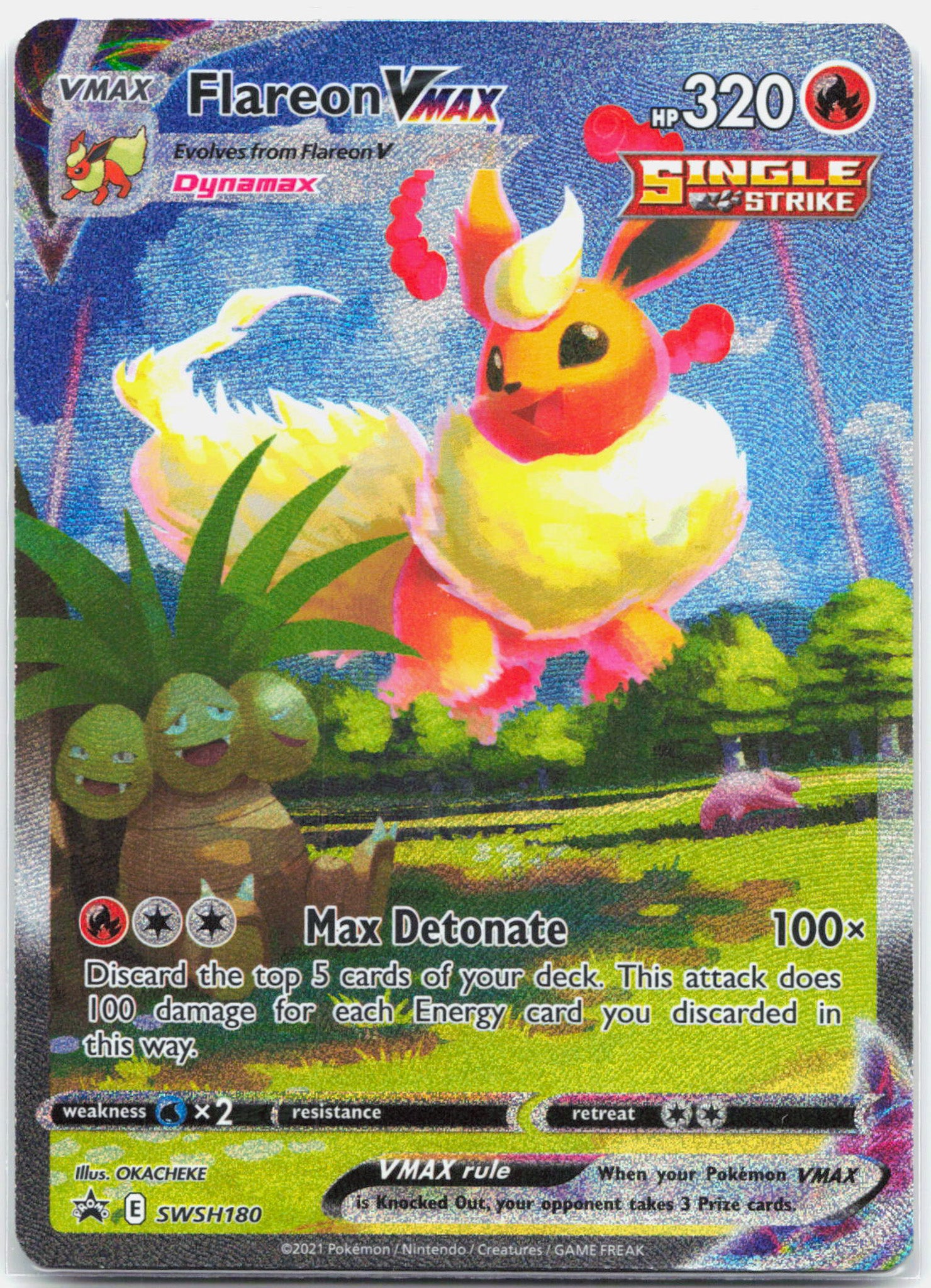 Flareon Vmax - SWSH180 Black Star Promo Alternate Art Pokemon - MP