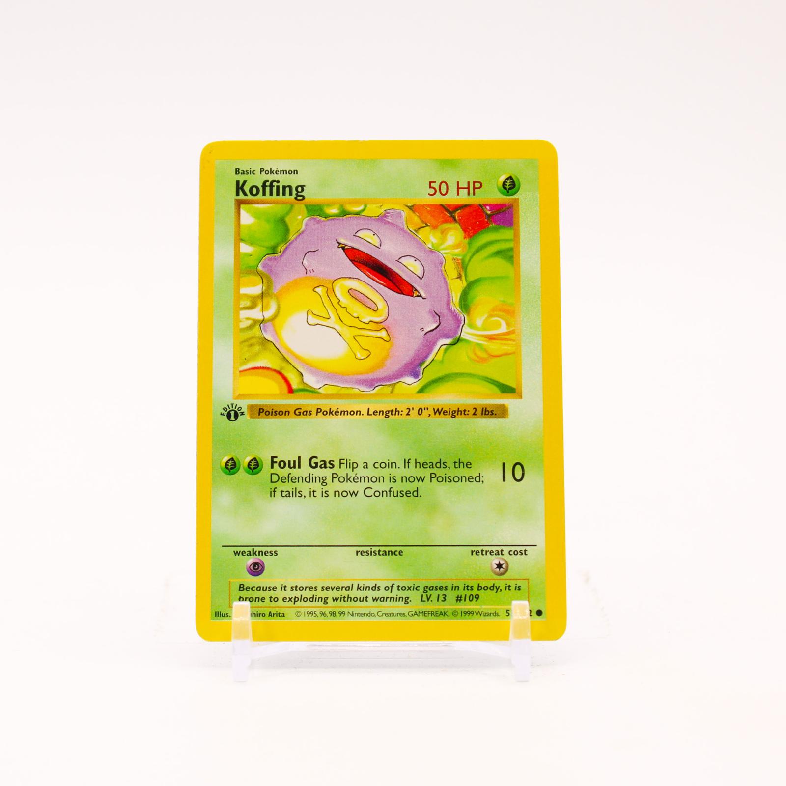 Koffing - 51/102 Base Set Shadowless 1st Edition Common Pokemon - LP/MP