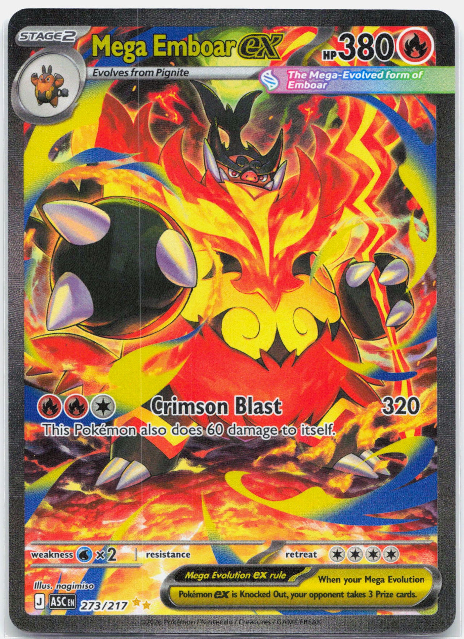 Mega Emboar ex - 273/217 Ascended Heroes Special Illustration Pokemon - NM/MINT