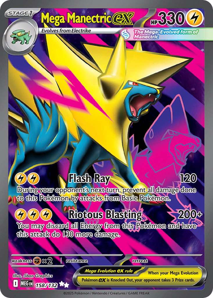 Mega Manectric ex - 158/132 Mega Evolution Ultra Rare Holo Pokemon - NM