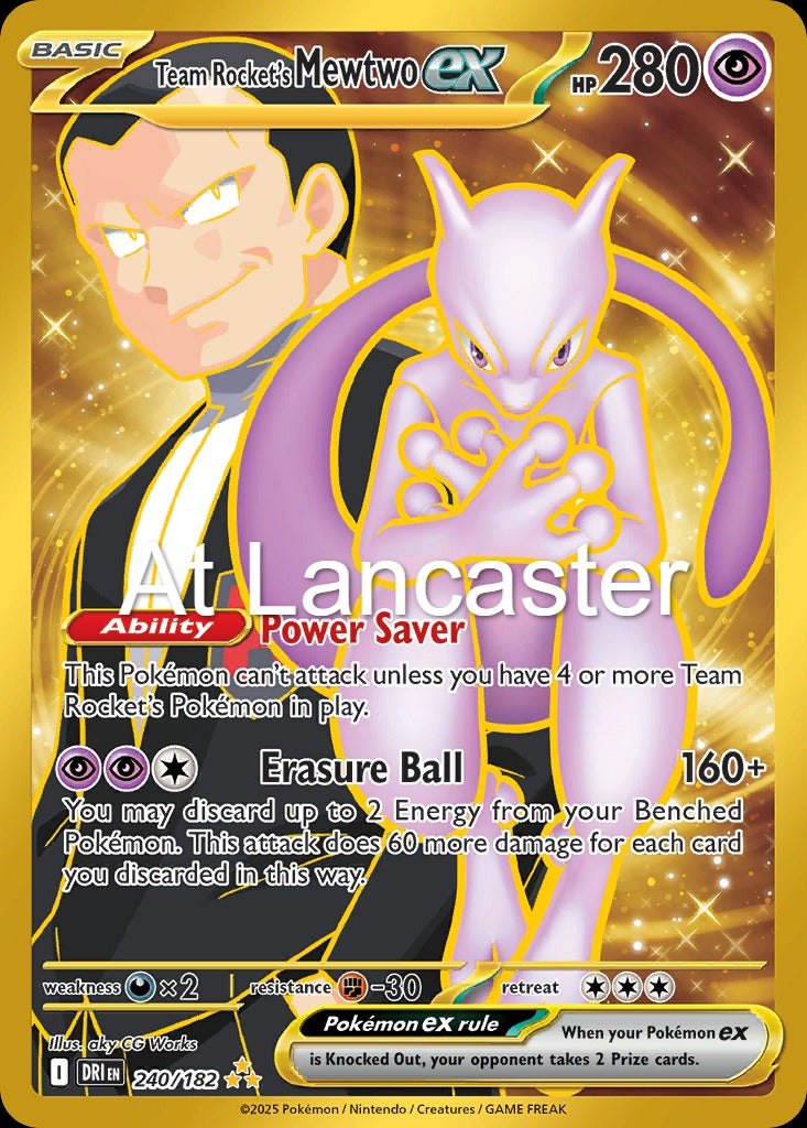 Team Rocket's Mewtwo ex - 240/182 Destined Rivals Hyper Rare Pokemon - NM (Lanc)