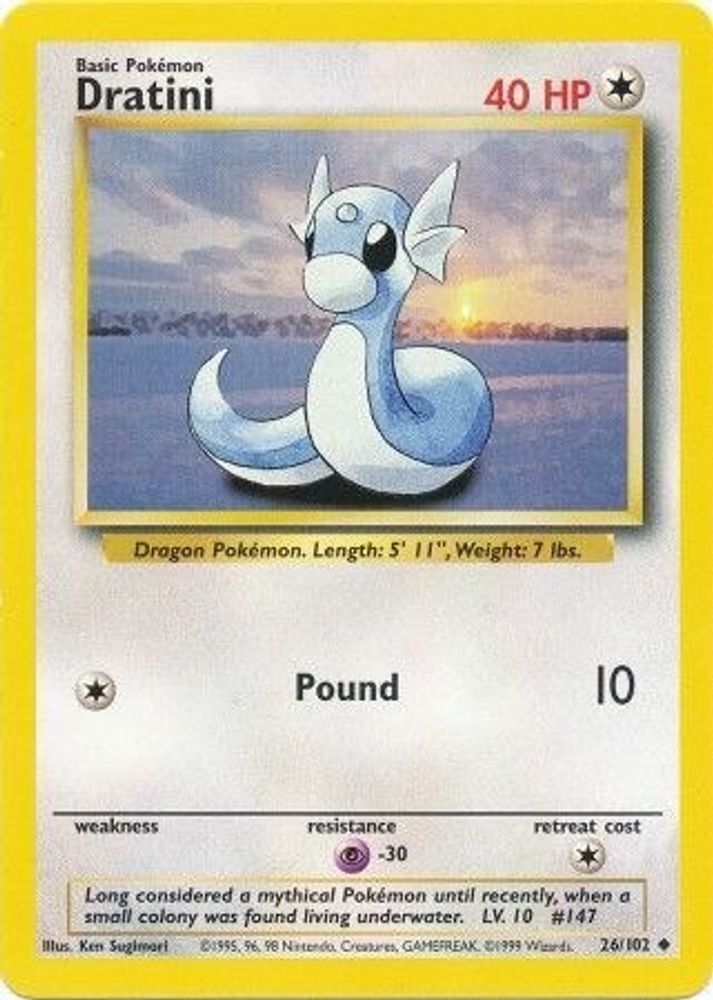 Dratini - 26/102 Base Set Unlimited Uncommon Pokemon - NM