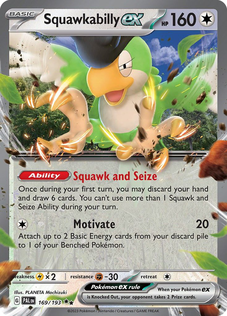 Squawkabilly ex - 169/193 Paldea Evolved Double Rare Holo Pokemon - NM