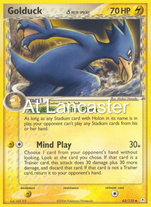 Golduck - 43/110 Holon Phantoms Reverse Holo Uncommon Pokemon - HP (Lanc)