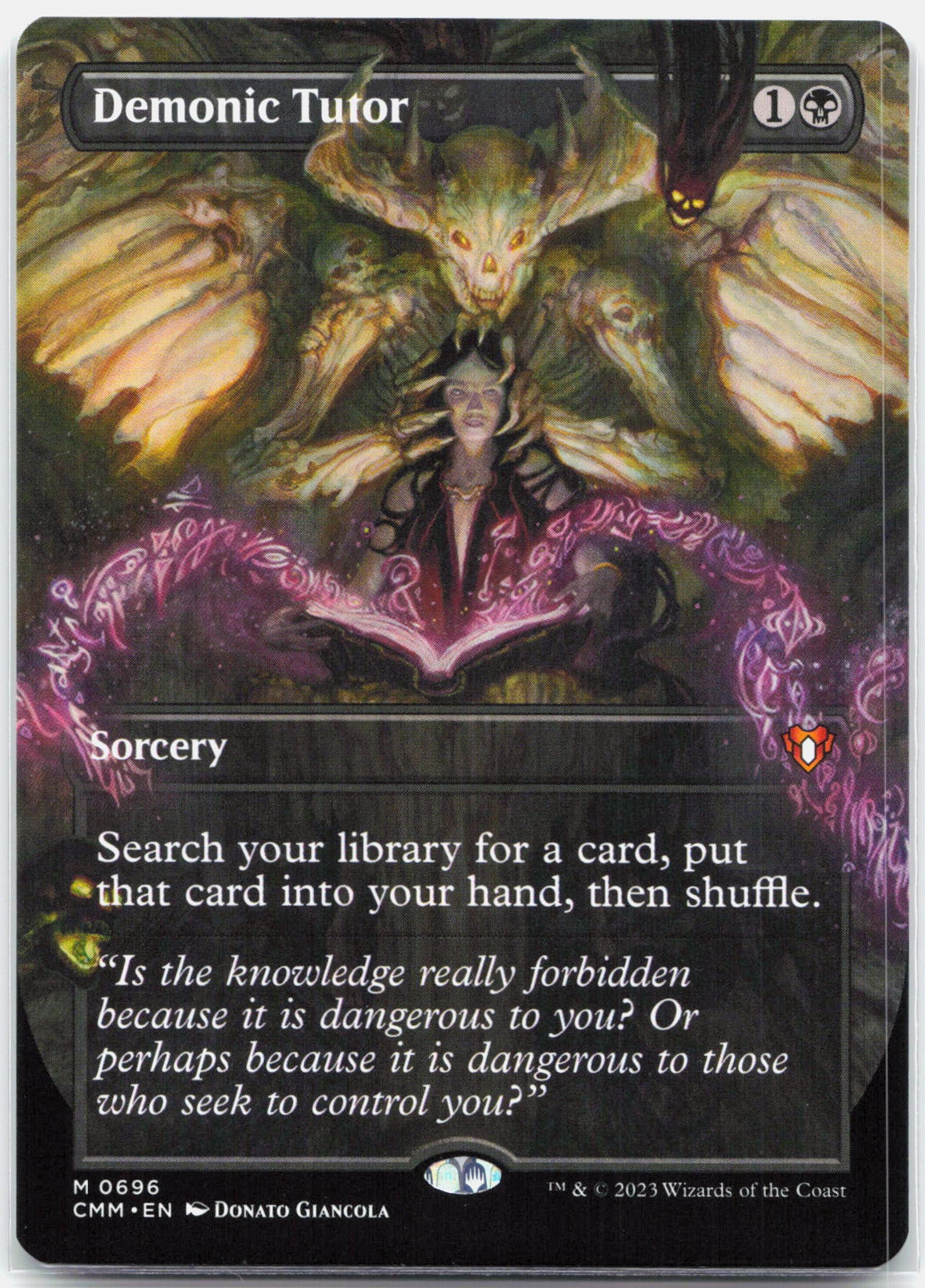 Demonic Tutor Borderless - 696 Commander Masters Mythic Magic - NM