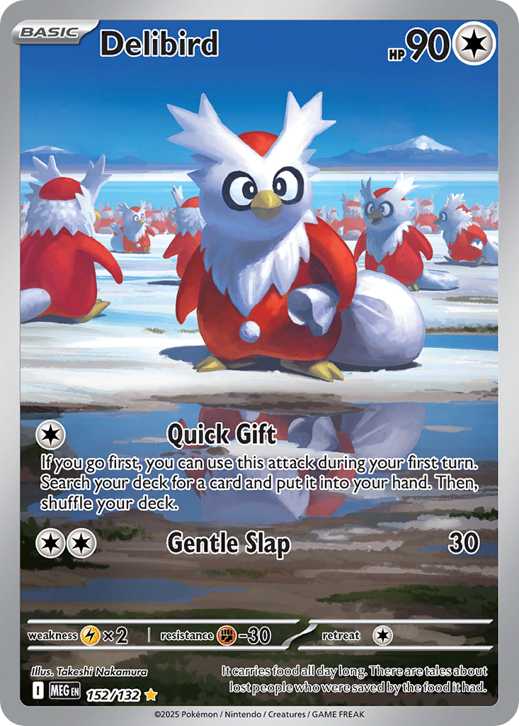 Delibird - 152/132 Mega Evolution Illustration Rare Holo Pokemon - NM