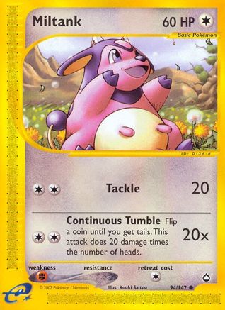 Miltank - 94/147 Aquapolis Common Pokemon - NM