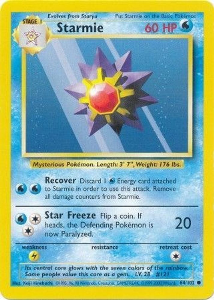 Starmie - 64/102 Base Set Unlimited Common Pokemon - NM
