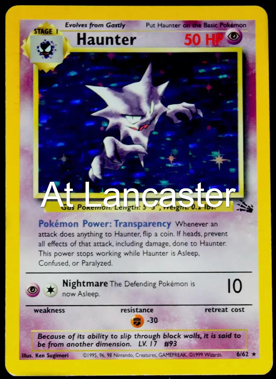 Haunter - 6/62 Fossil Unlimited Holo Rare Pokemon - LP (Lanc)