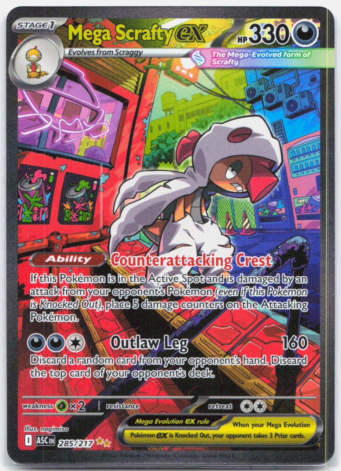 Mega Scrafty ex - 285/217 Ascended Heroes Special Illustration Pokemon - NM