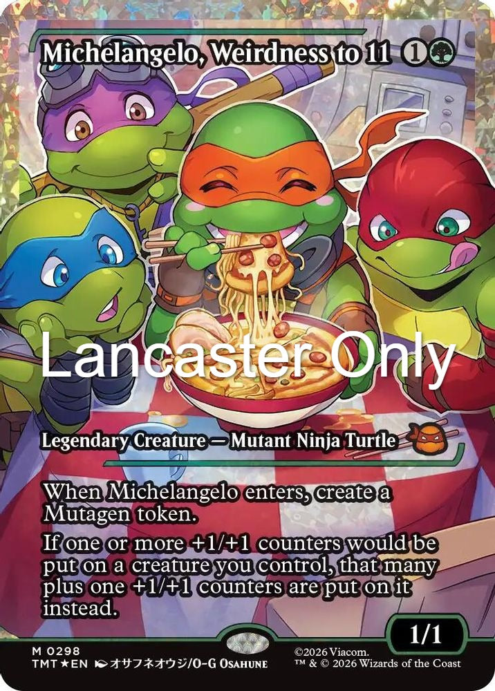 Michelangelo, Weirdness to 11 (Showcase) (Fracture Foil) - 0298 Teenage Mutant Ninja Turtles Mythic Magic: The Gathering - NM (Lanc)