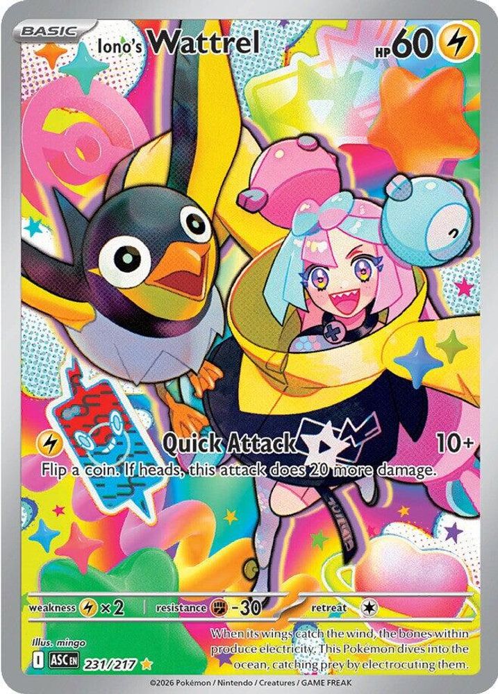 Iono's Wattrel - 231/217 Ascended Heroes Illustration Rare Holo Pokemon - NM