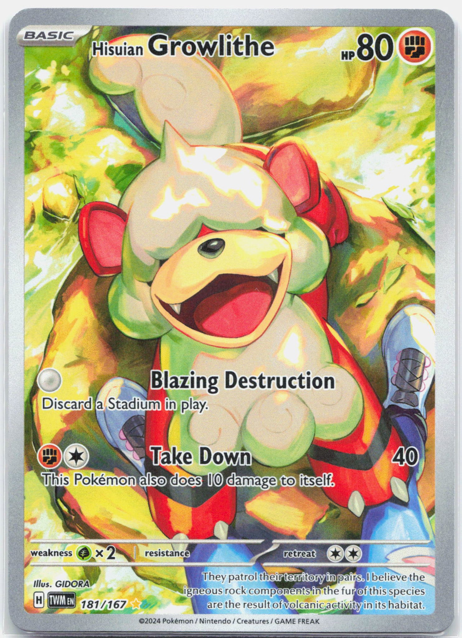 Hisuian Growlithe - 181/167 Twilight Masquerade Illustration Rare Pokemon - NM