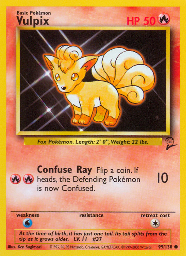 Vulpix - 99/130 Base Set 2 Common Pokemon - NM