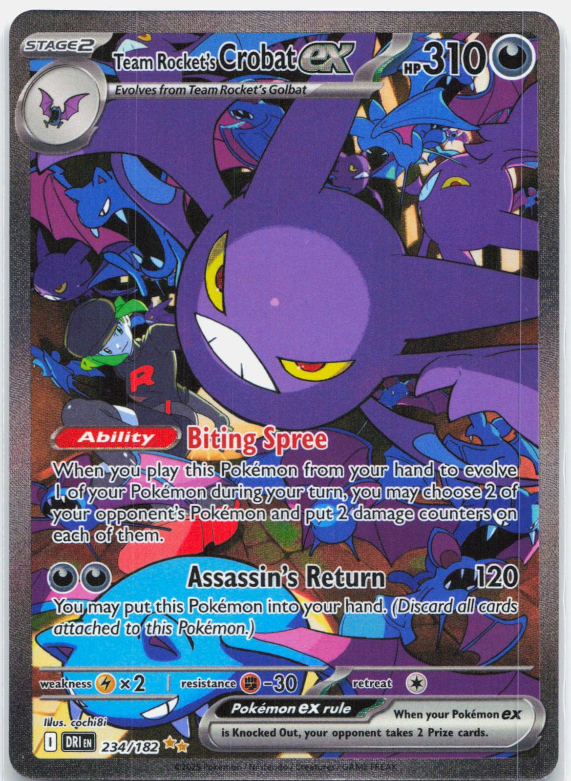 Team Rocket's Crobat ex - 234/182 Destined Rivals Special Illustration Pokemon - NM/MINT