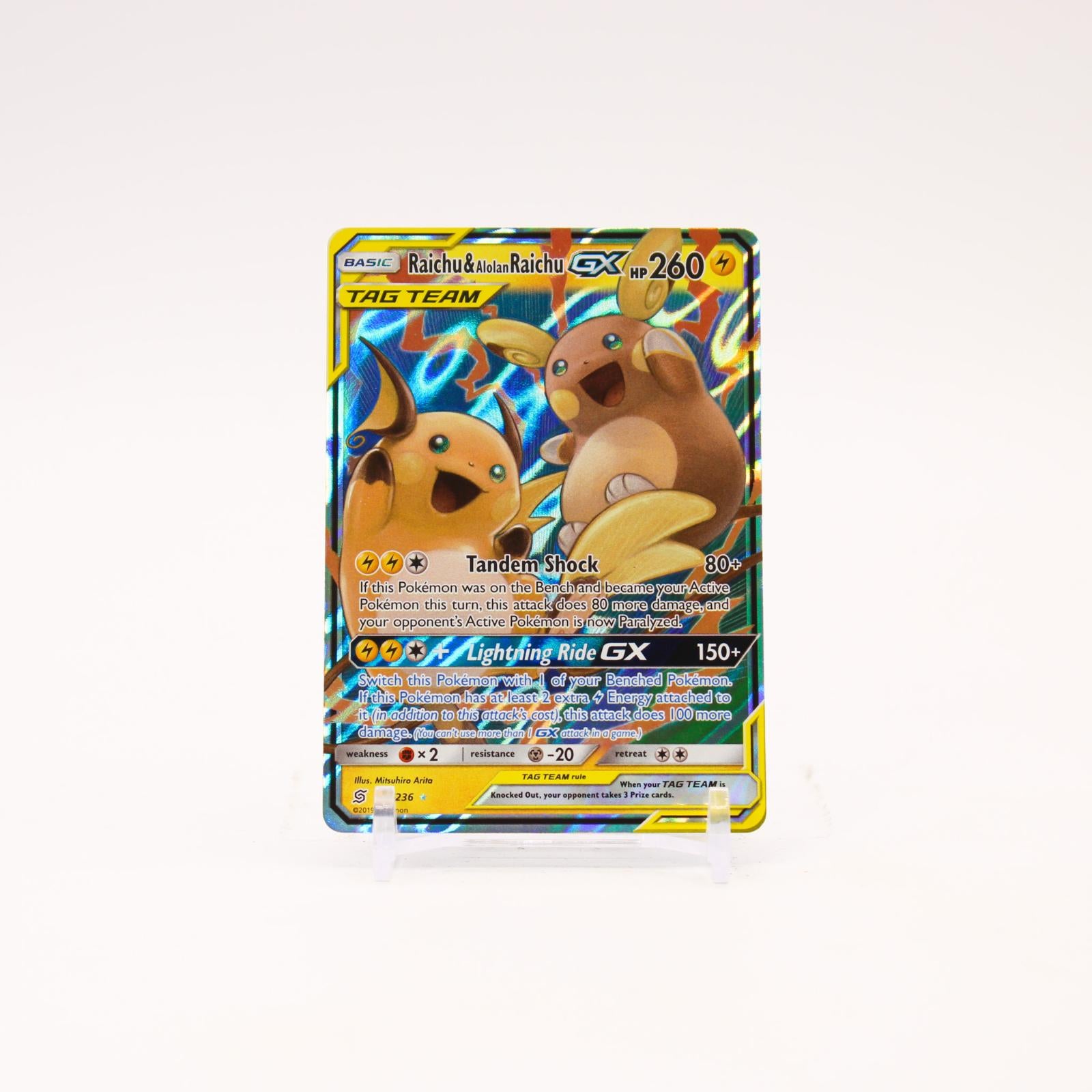 Raichu & Alolan Raichu GX - 54/236 Unified Minds Holo Ultra Rare Pokemon - NM