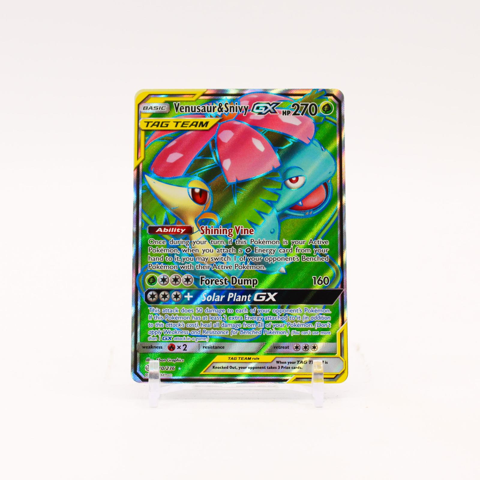 Venusaur & Snivy GX - 210/236 Cosmic Eclipse Holo Full Art Pokemon - LP