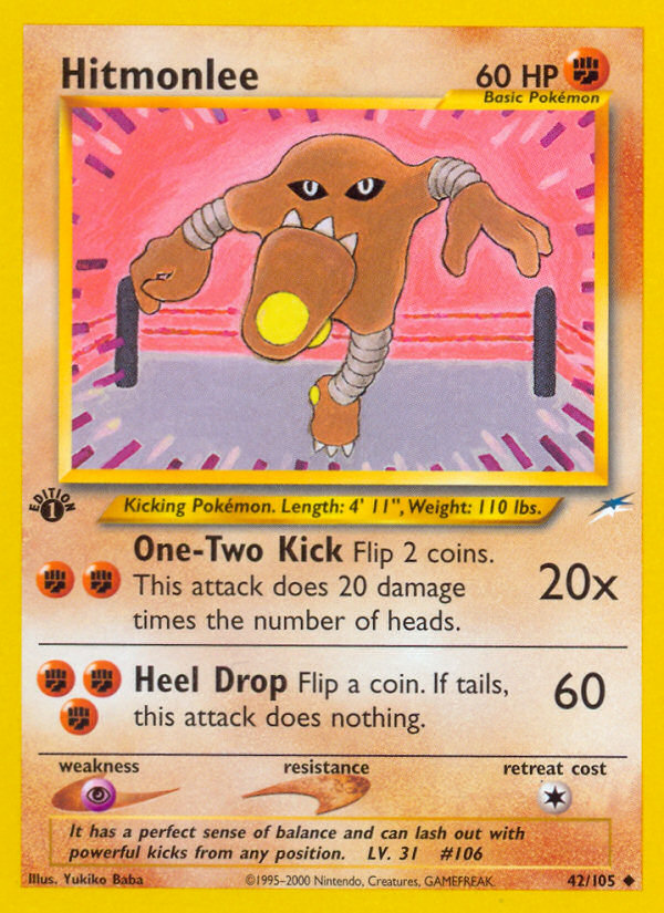 Hitmonlee - 42/105 Neo Destiny Uncommon Unlimited Pokemon - NM