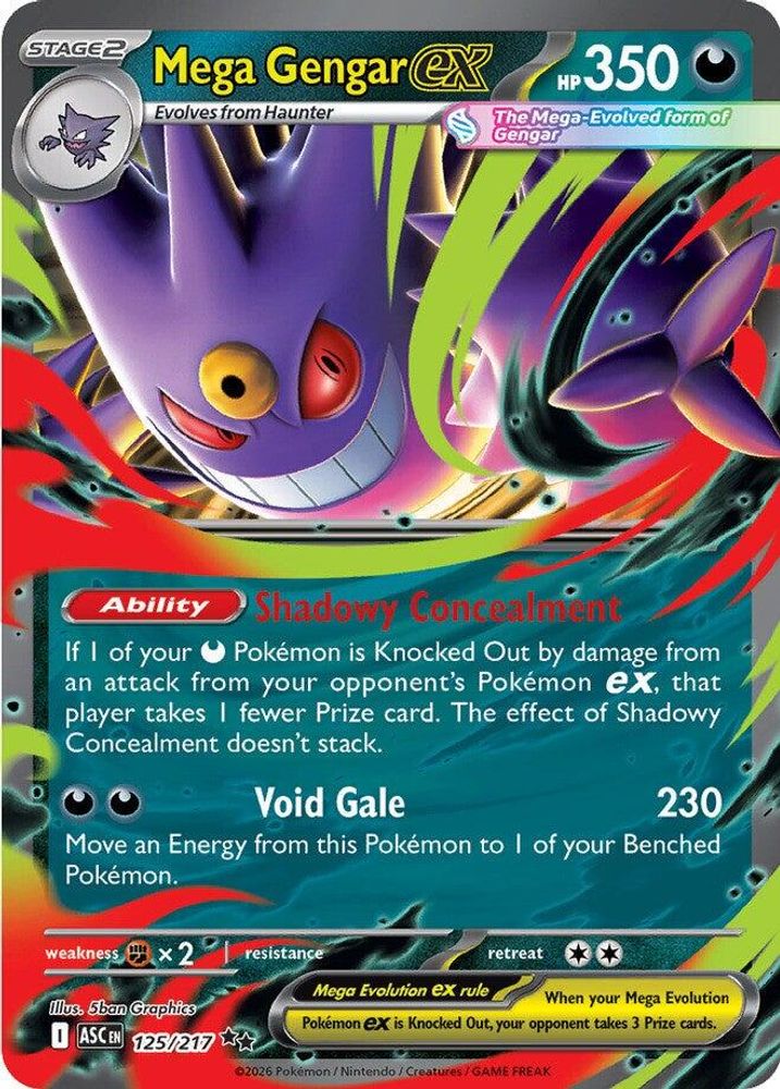 Mega Gengar ex - 125/217 Ascended Heroes Double Rare Holo Pokemon - NM