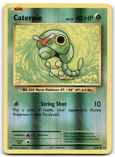 Caterpie  - 3/108 Evolutions Reverse Holo Pokemon - NM