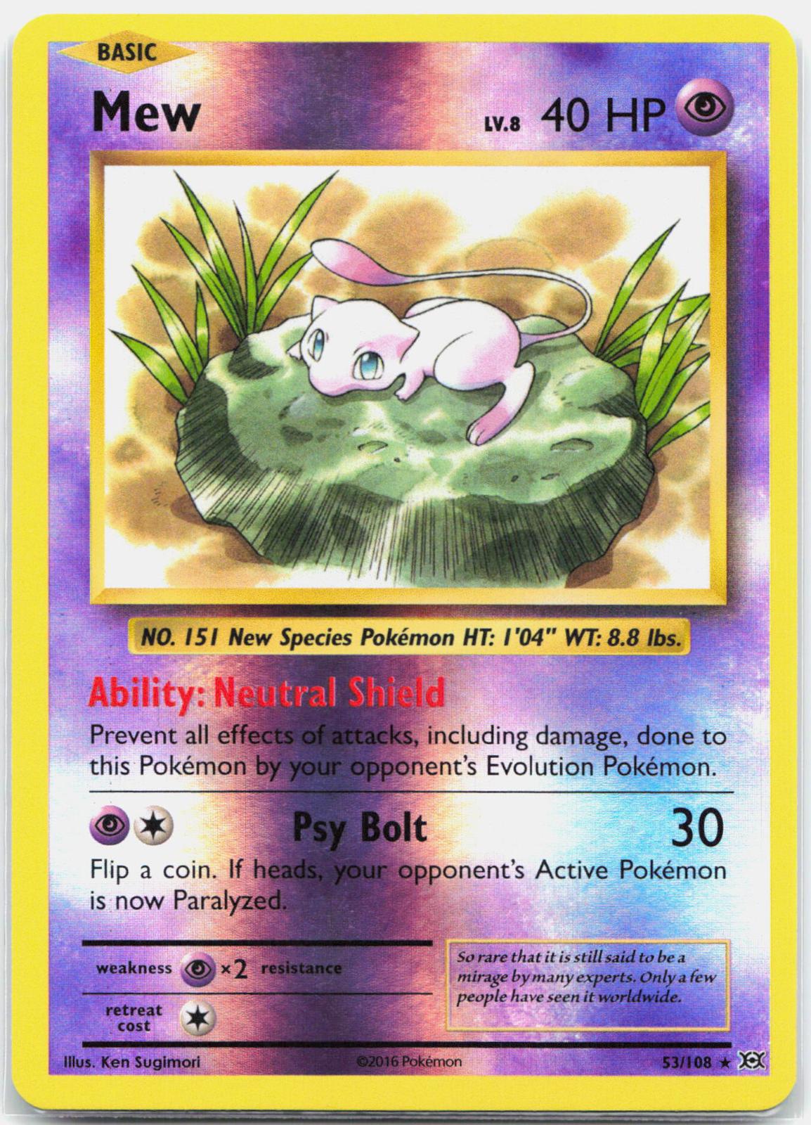 Mew - 53/108 Evolutions Reverse Holo Rare Pokemon - NM/LP