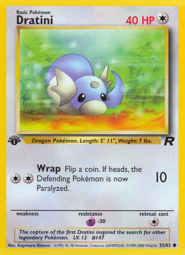 Dratini - 53/82 Team Rocket Common 1st Edition Pokemon - NM