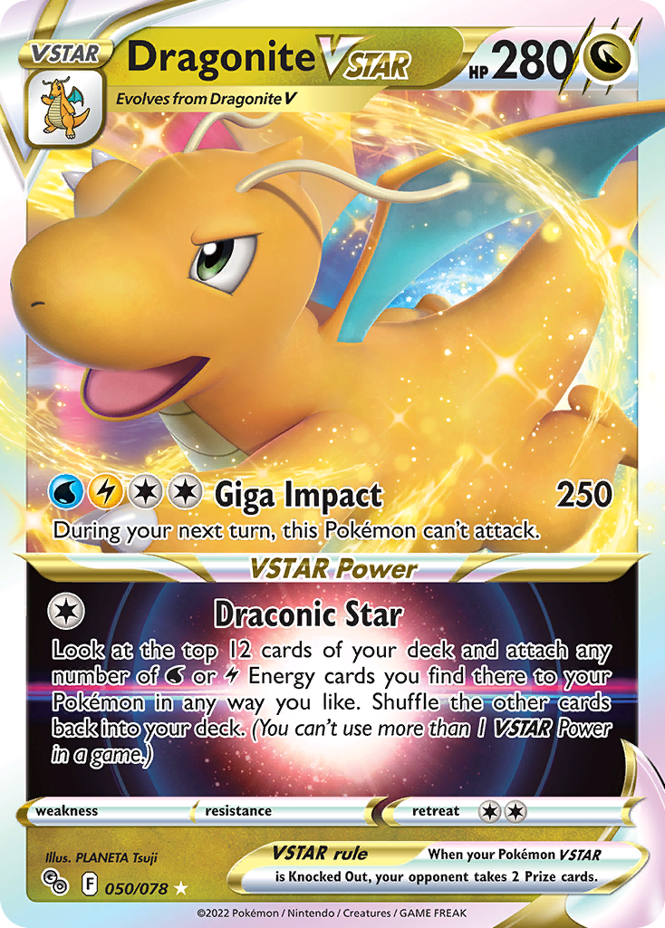 Dragonite VSTAR - 050/078 Pokemon GO VSTAR Rare Holo Pokemon - NM