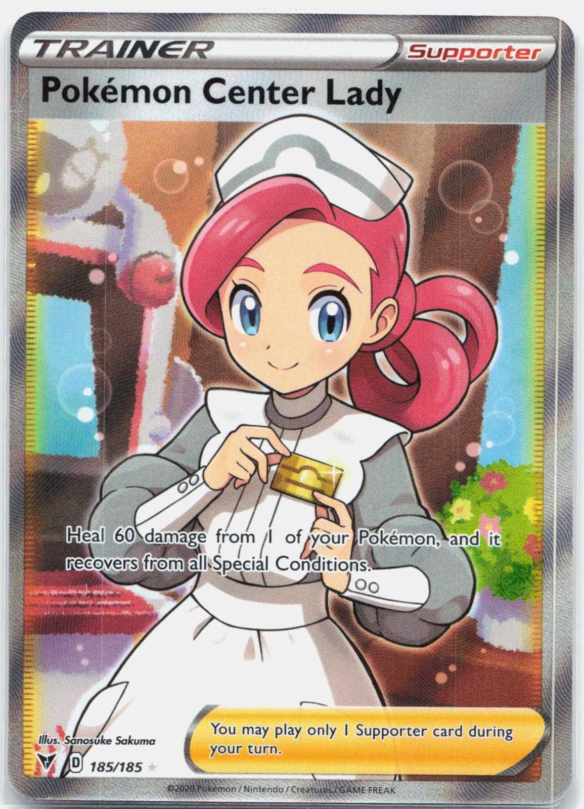 Pokemon Center Lady - 185/185 Vivid Voltage Full Art Trainer - NM